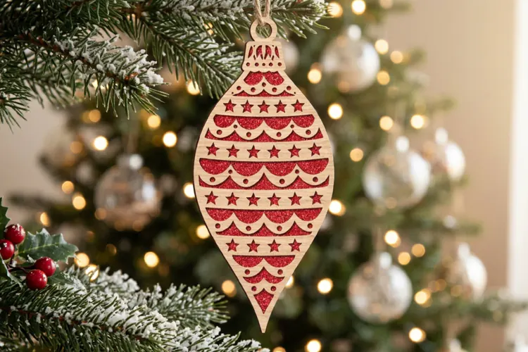 Stars Christmas Ornament SVG Laser Cut, Holiday Decor File