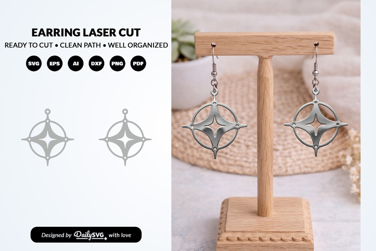 Stars Earrings SVG - Celestial Jewelry Laser Cut