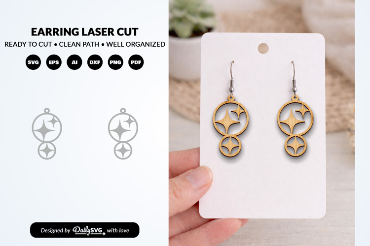 Stars Earrings SVG - Celestial Jewelry Laser Cut