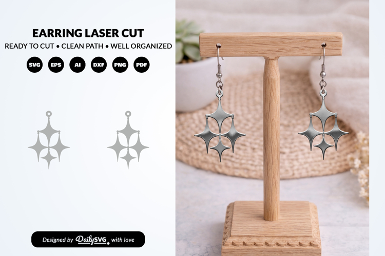Stars Earrings SVG - Celestial Jewelry Laser Cut