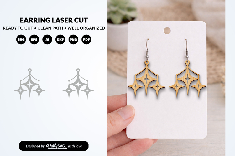 Stars Earrings SVG - Celestial Jewelry Laser Cut