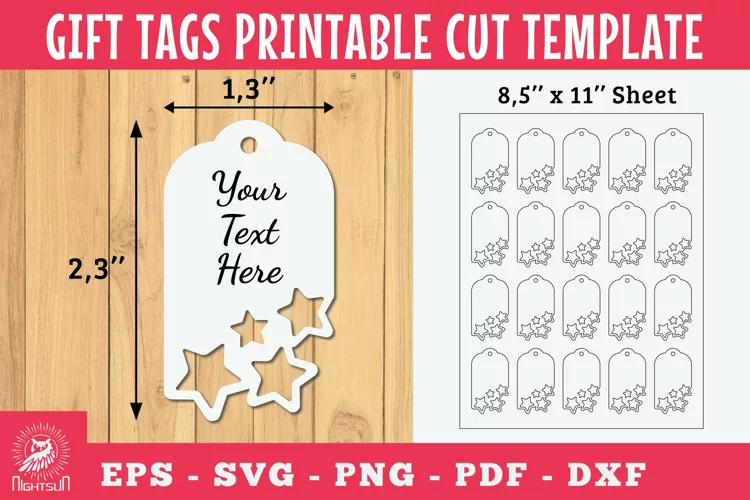 Stars Gift Tags Printable Cut Template SVG