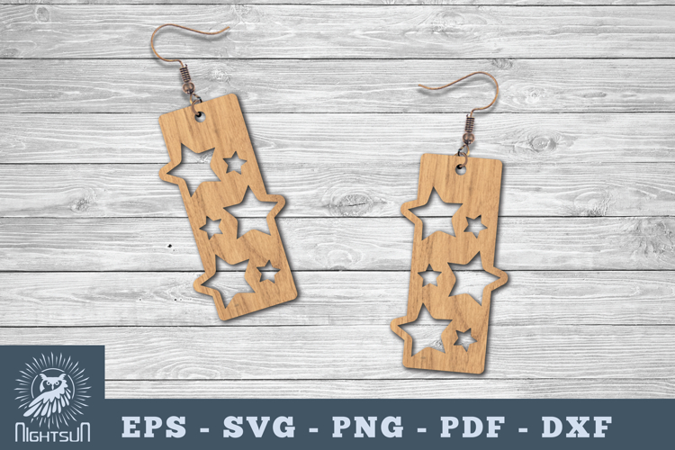 Stars Laser Cut Earrings SVG