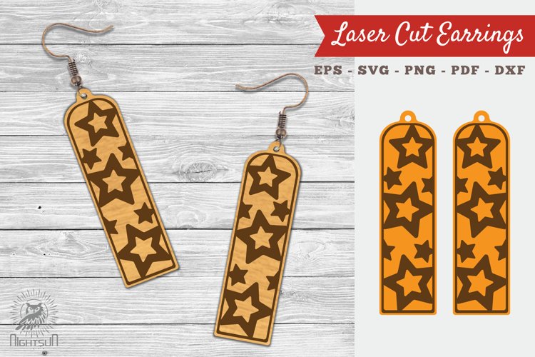 Stars Pattern Laser Cut Earrings SVG