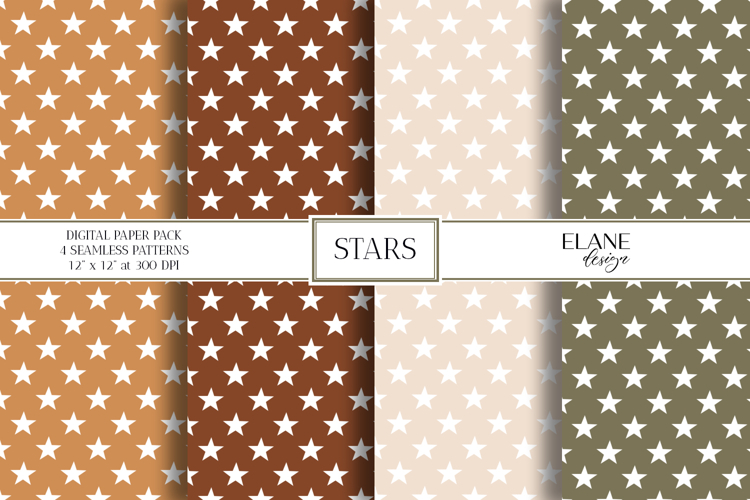 Stars Seamless Digital Paper on Earth Tones Background