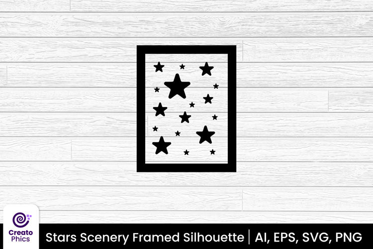 stars silhouette vector illustration | framed stars scenery