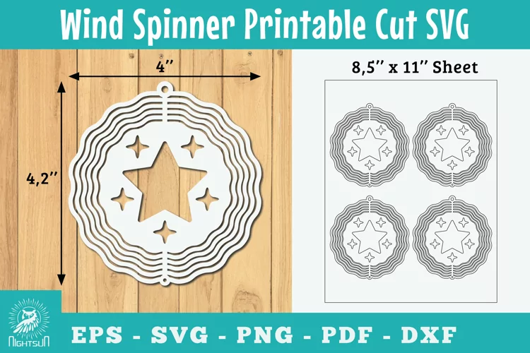 Stars Wind Spinner Printable Cut SVG