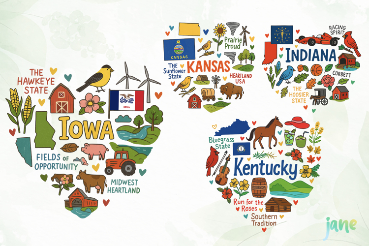 State Doodle Sublimation Clipart