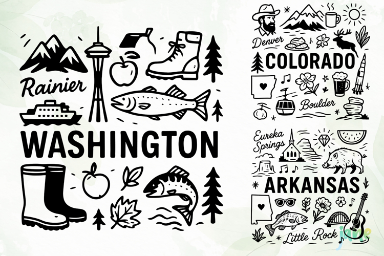 State Doodle SVG Sublimation