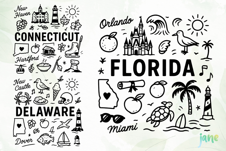 State Doodle SVG Sublimation