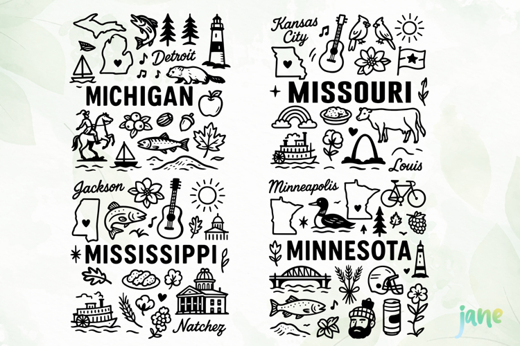 State Doodle SVG Sublimation