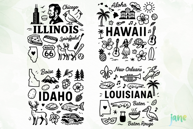 State Doodle SVG Sublimation
