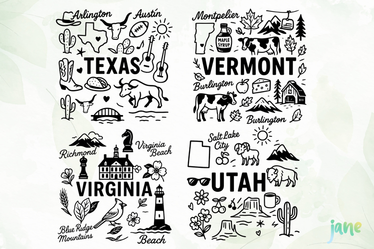 State Doodle SVG Sublimation