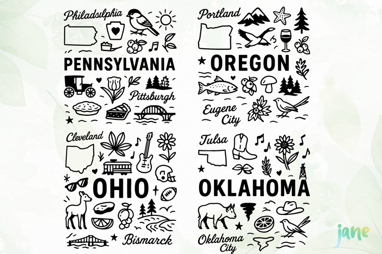 State Doodle SVG Sublimation