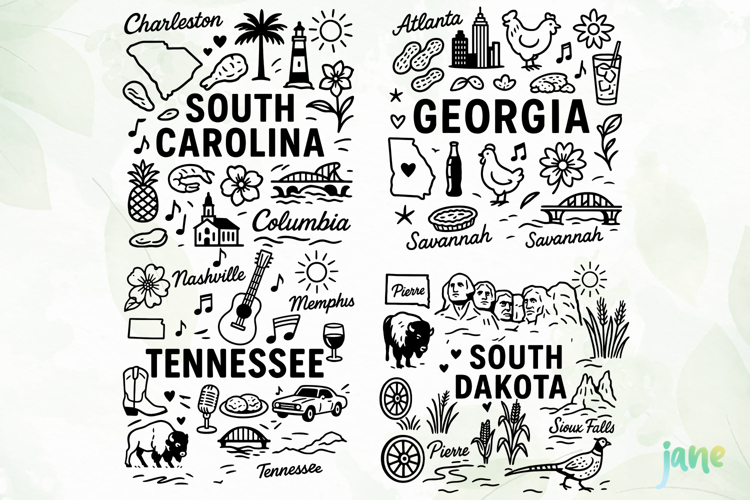 State Doodle SVG Sublimation