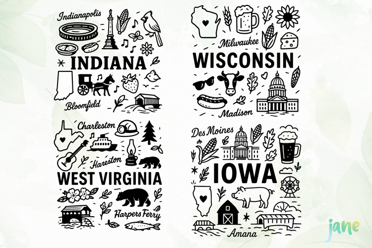 State Doodle SVG Sublimation