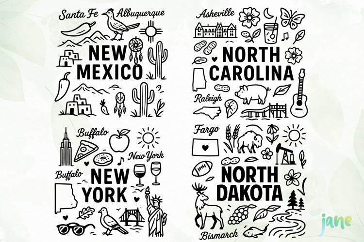 State Doodle SVG Sublimation