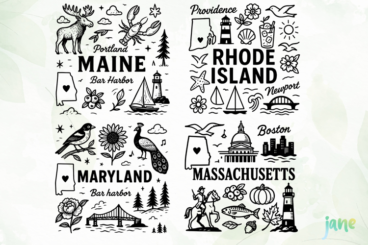 State Doodle SVG Sublimation