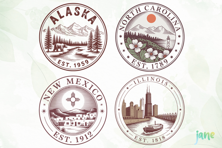 States on Stamps SVG PNG Clipart
