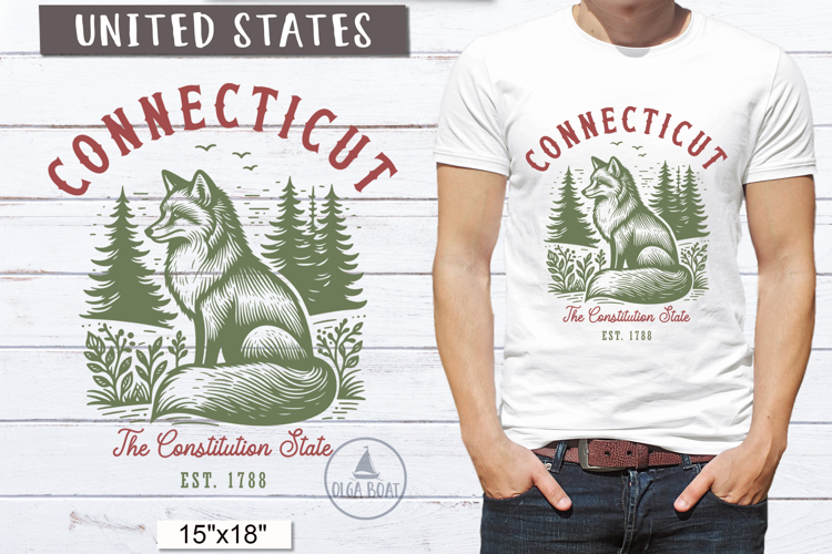 Connecticut PNG | Vintage United States Sublimation Design