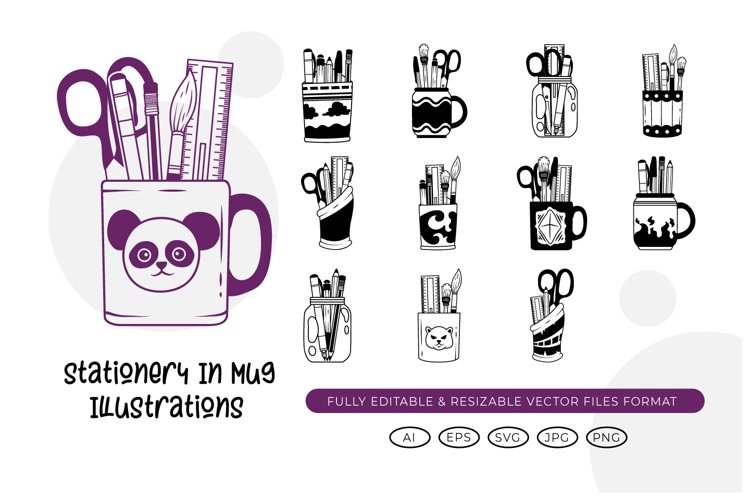 Stationery In Mug Illustrations example image 1