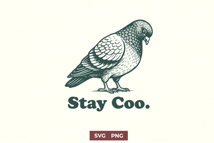 Stay Coo SVG Funny Pigeon Shirt Design, Minimal Bird Quote