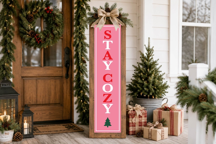 Stay Cozy Christmas Porch Sign SVG Design