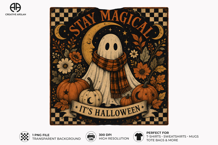 Stay Magical Vintage Ghost Fall Clipart PNG