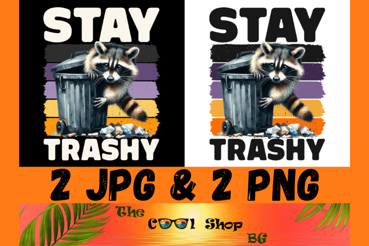 Stay Trashy Png, Funny Raccoon Png, Opossum Png, Retro Png example image 1
