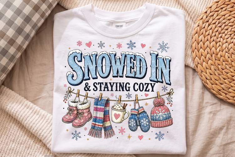 Staying Cozy Winter Apparel PNG - Snowed In Shirt Design