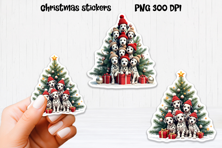 Christmas dog stickers | Printable Christmas sticker PNG