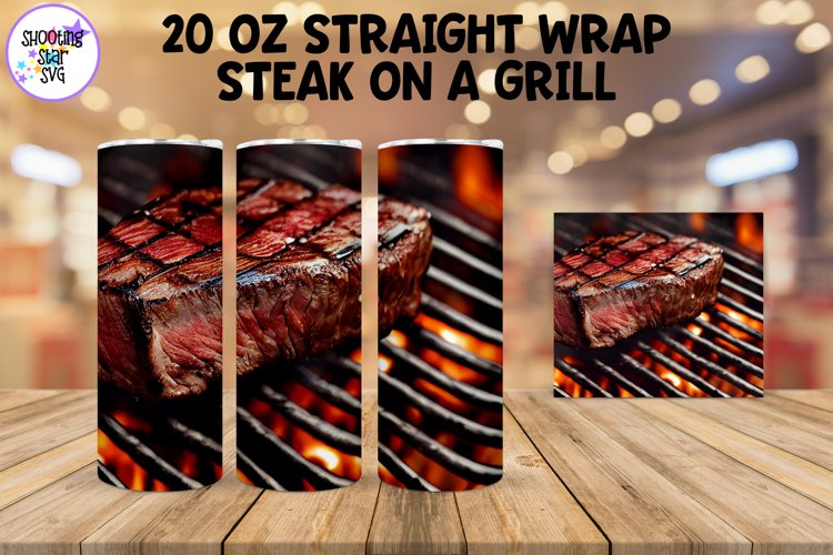 Grilled Steak on a Charcoal Grill Sublimation Tumbler Wrap example image 1