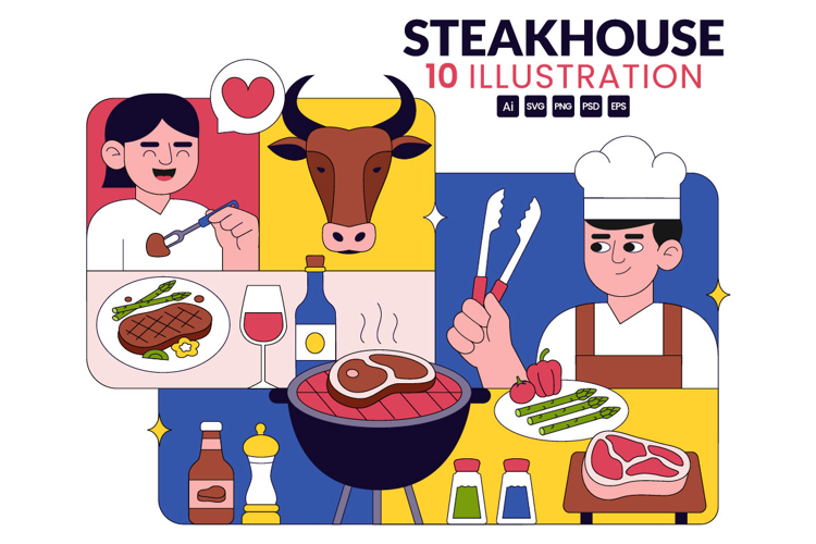 10 Steakhouse Restaurant Illustration