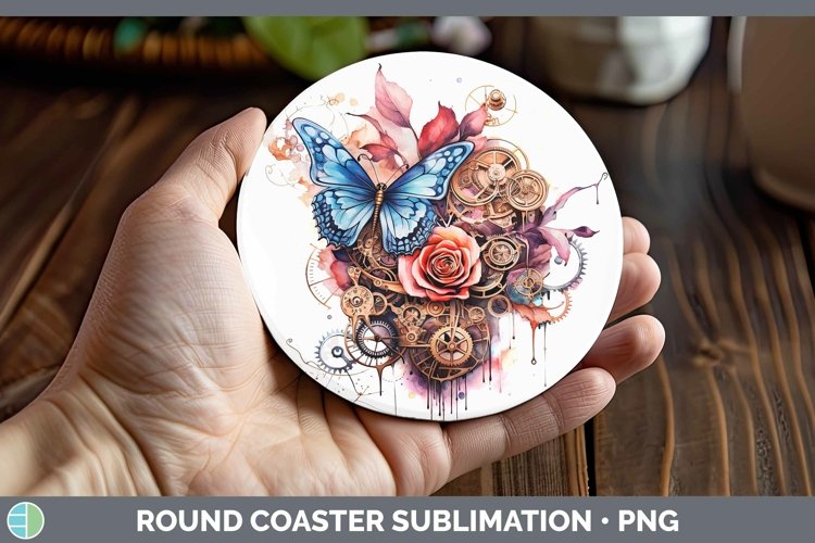 Steampunk Butterfly Round Coaster Sublimation Coaster Design