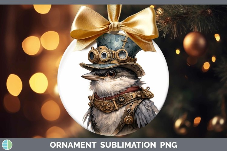 Steampunk Chickadee Ornament Sublimation Bauble Designs