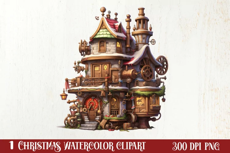 Steampunk Christmas Sublimation Clipart, Steampunk Christmas