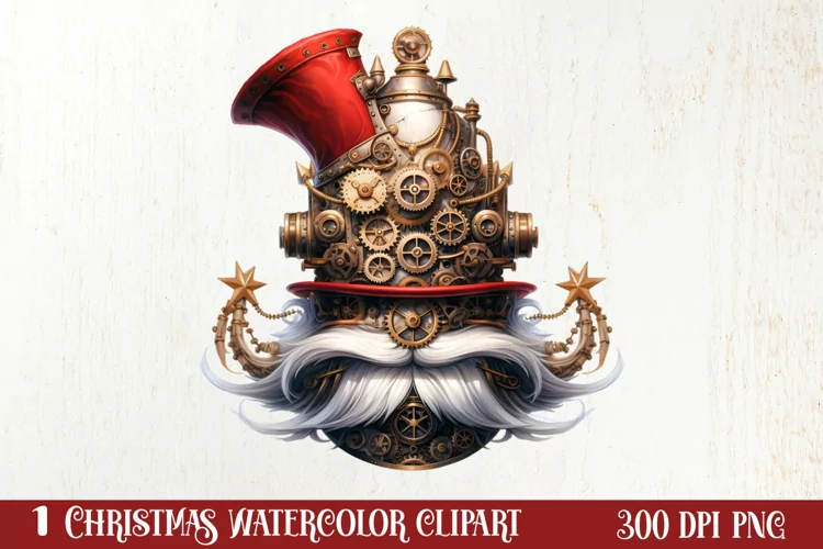 Steampunk Christmas Sublimation Clipart, Steampunk Christmas