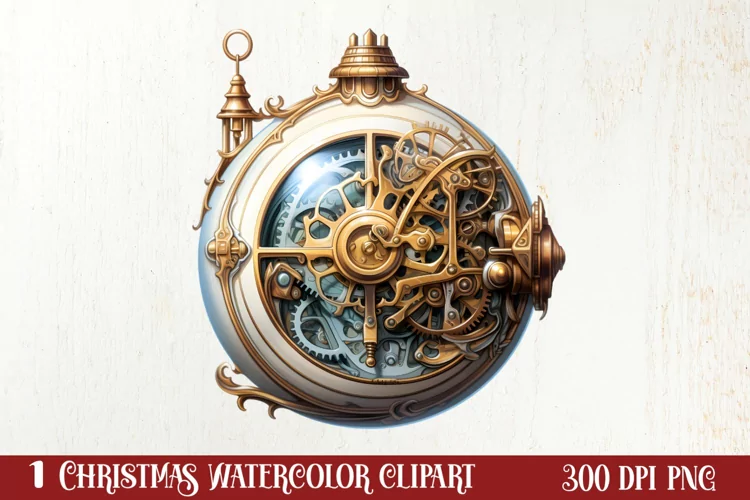 Steampunk Christmas Sublimation Clipart, Steampunk Christmas