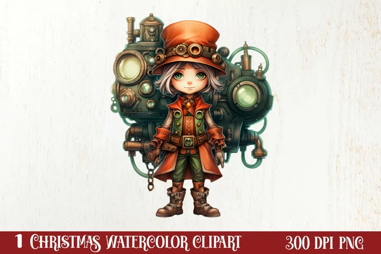 Steampunk Christmas Sublimation Clipart, Steampunk Christmas