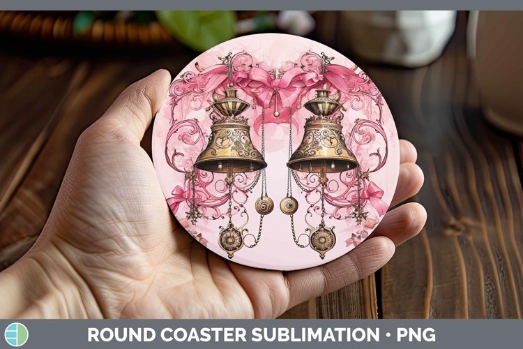 Steampunk Christmas Jingle Bells Round Coaster Sublimation C