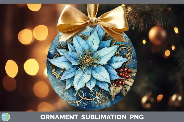 Steampunk Christmas Poinsettia Ornament Sublimation Bauble D