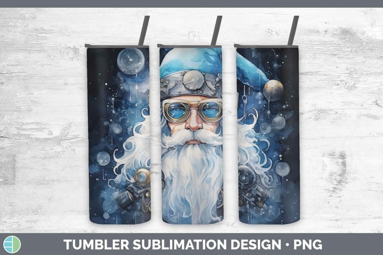 Steampunk Christmas Santa Tumbler Sublimation 20 oz Skinny T