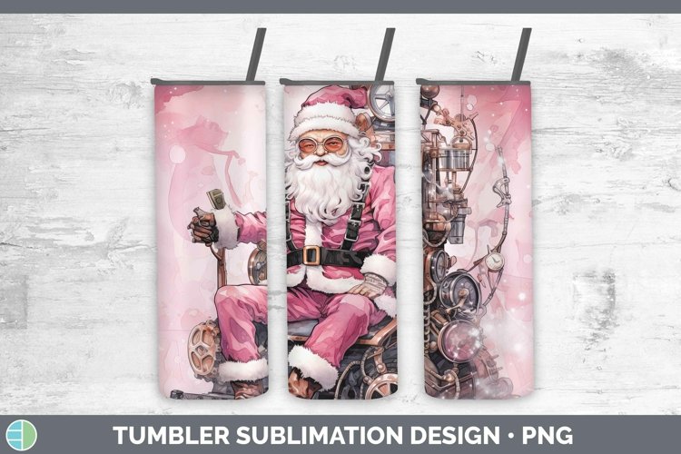 Steampunk Christmas Santa Tumbler Sublimation 20 oz Skinny T