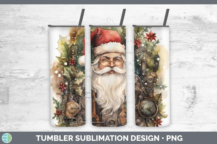 Steampunk Christmas Santa Tumbler Sublimation 20 oz Skinny T