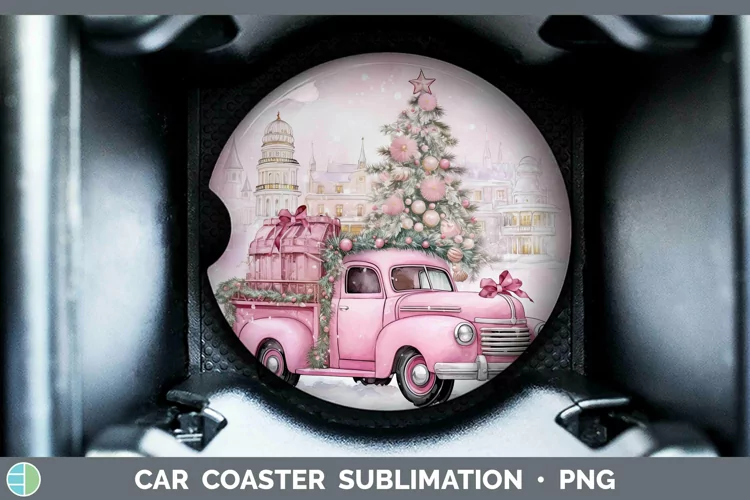 Steampunk Christmas Vintage Truck Car Coaster Sublimation Co