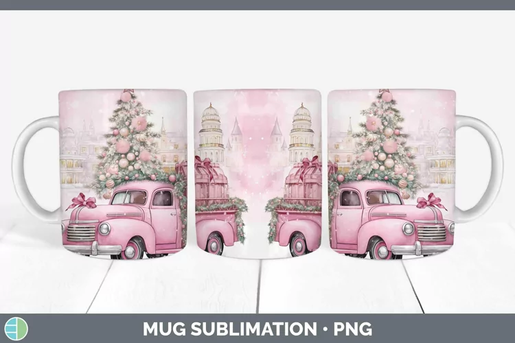 Steampunk Christmas Vintage Truck Mug Wrap Sublimation Coffe