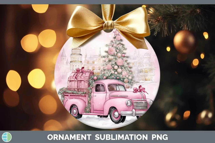 Steampunk Christmas Vintage Truck Ornament Sublimation Baubl