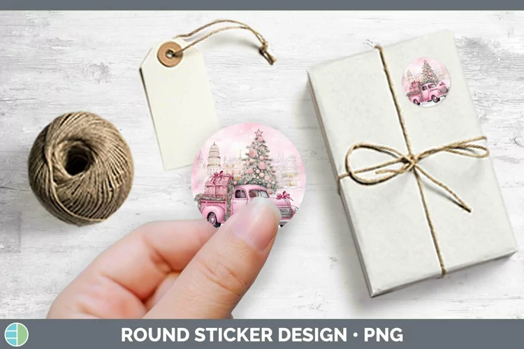 Steampunk Christmas Vintage Truck Stickers | Round Labels De