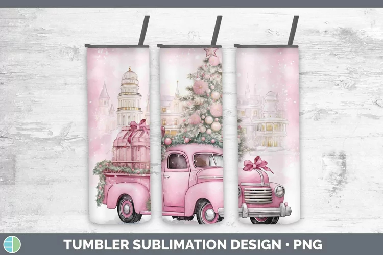 Steampunk Christmas Vintage Truck Tumbler Sublimation 20 oz