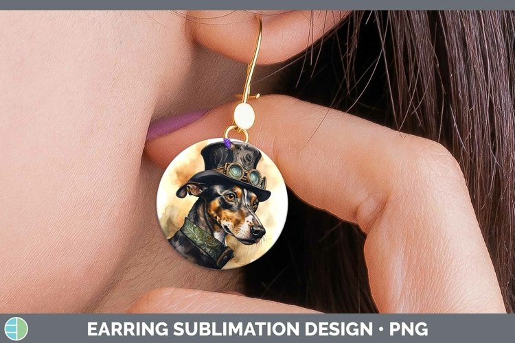 Steampunk Dog Greyhound Round Earrings Sublimation Earrings